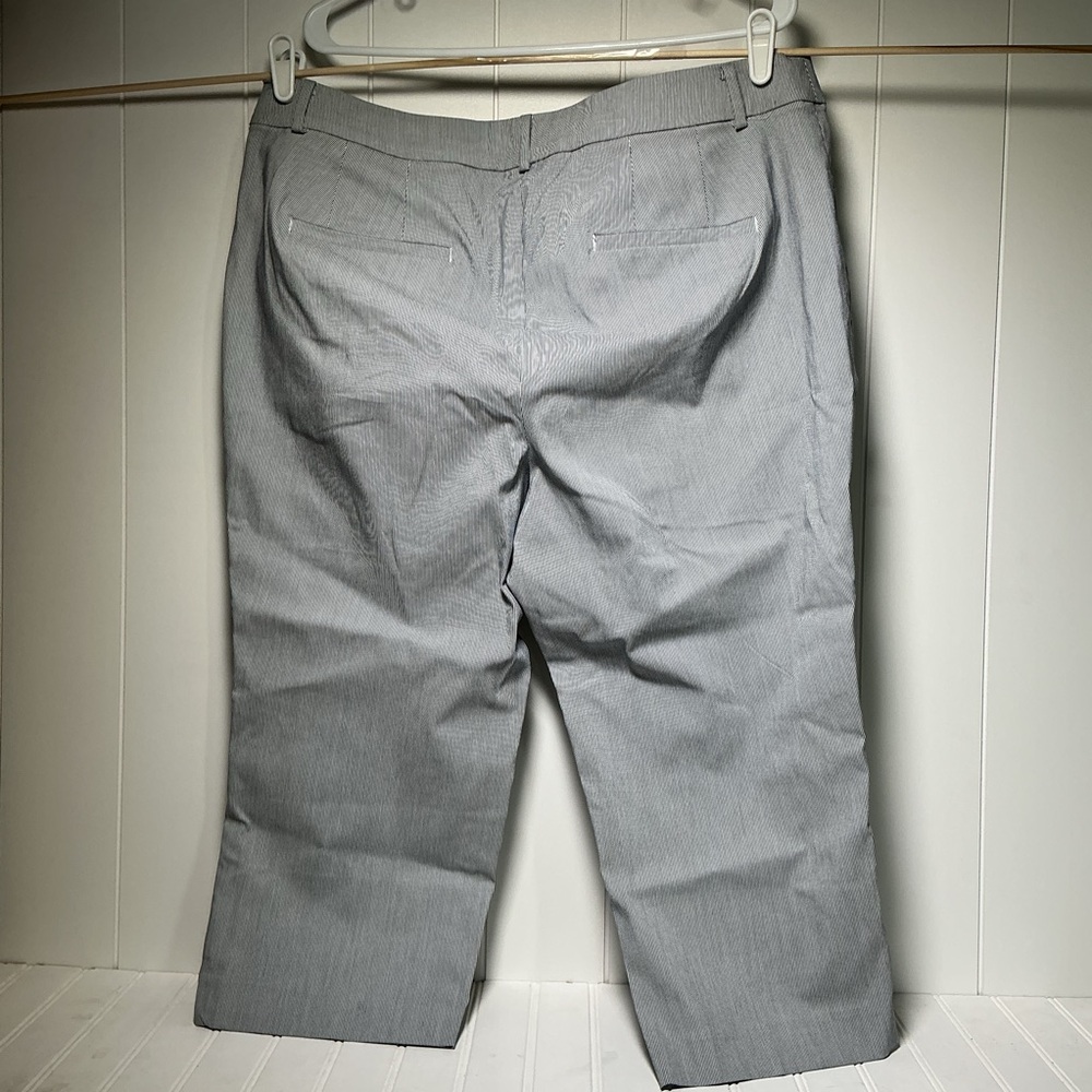 Lane Bryant Capri Pants Women's Size 20P Petite Blue White Pinstripe Career - Picture 3 of 7